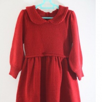 可爱甜美娃娃领羊毛裙红色连衣裙